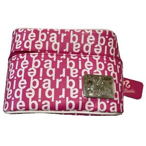 Vintage 2003‎ Makeup Travel Case Barbie All Over Print Pink White 9x6x6 Rare Y2K